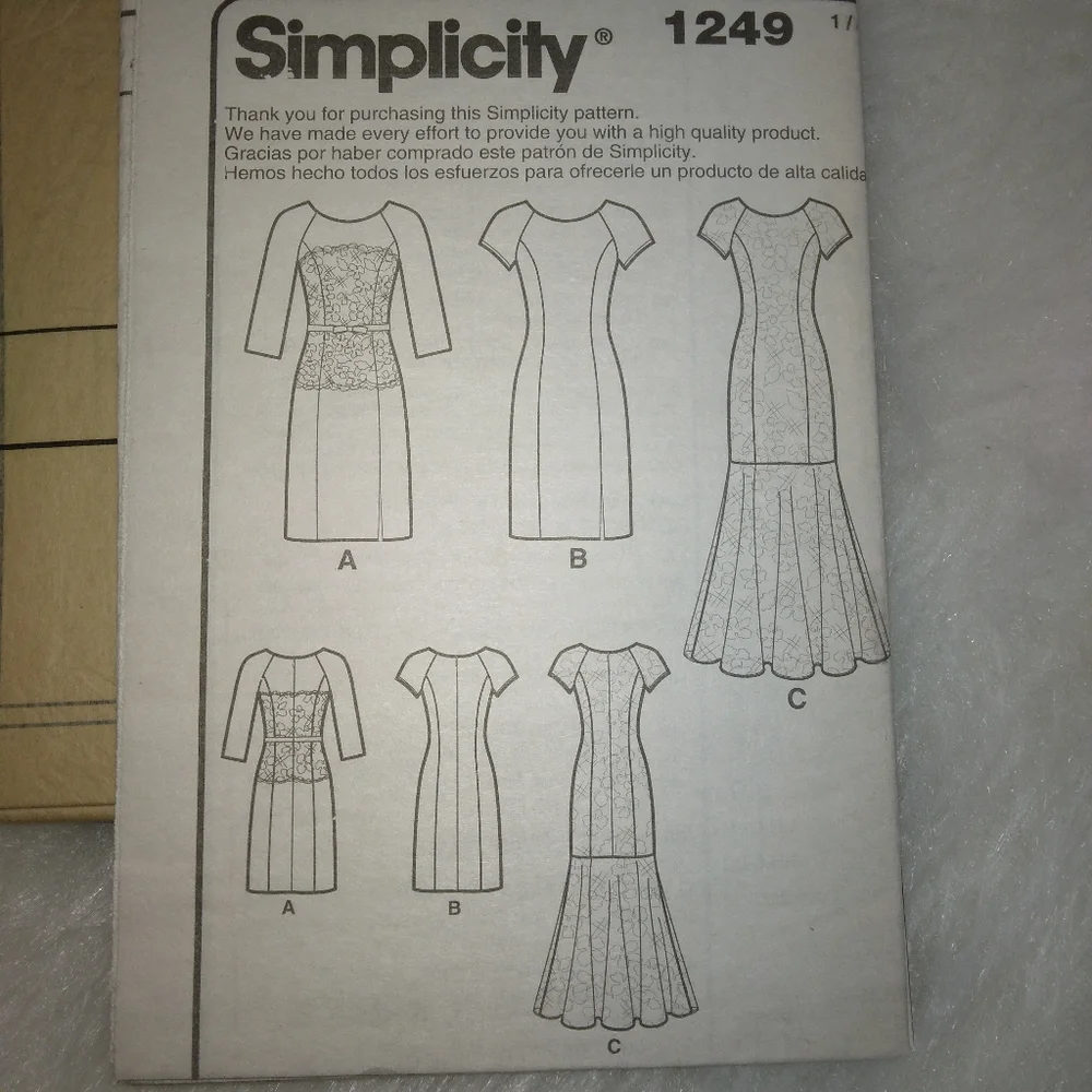 SIMPLICITY 1249 Sz 20W-28W Amazing Fit Princess Seam Dress In 3 Variations